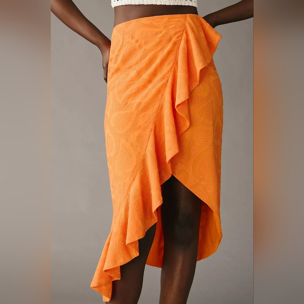 Maeve Slim Ruffle Wrap Skirt